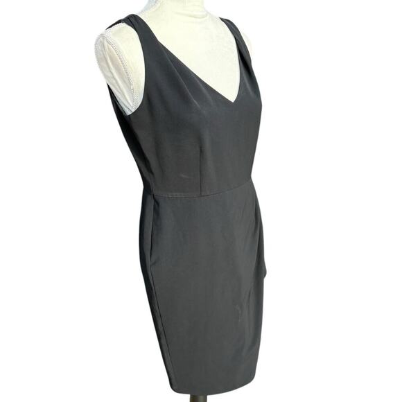Lafayette 148 Petite Black Pleated Ruffle Crossed Shoulder Sleeveless Dress - 4P - Picture 6 of 10